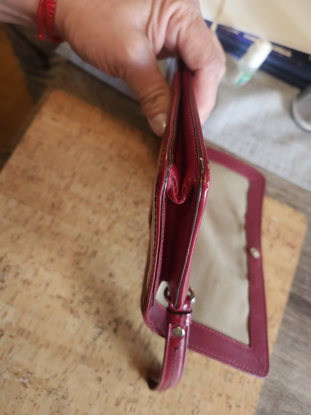 Coach Cherry Red Leather Wristlet with Silver Buckle - Picture 7 of 9